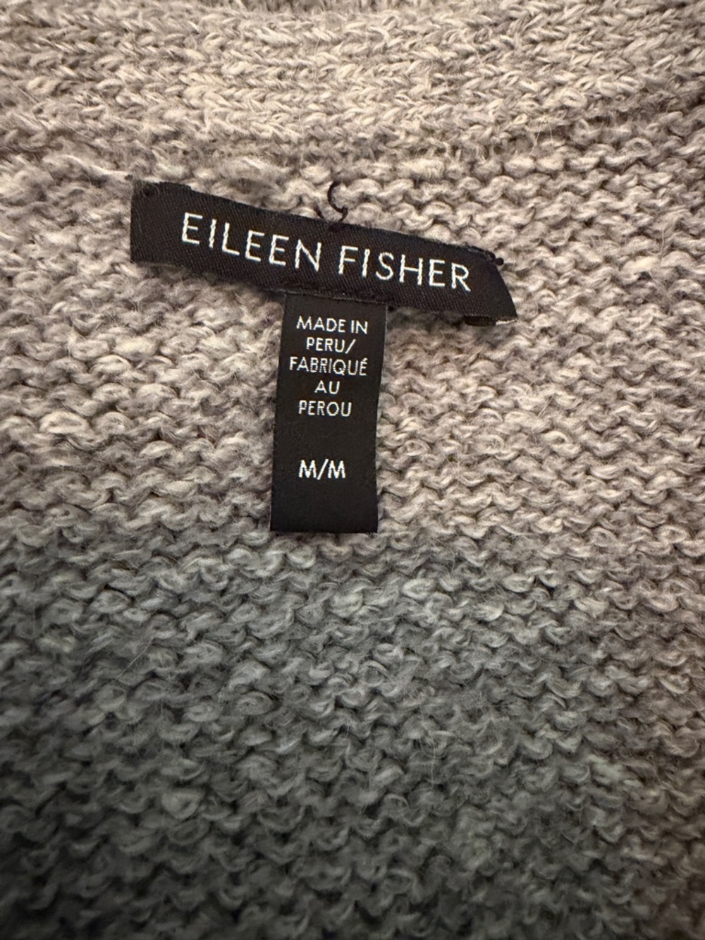 Eileen Fisher Baby Alpaca Peruvian Cotton Knit V-Neck Sweater Size Medium Gray - Picture 6 of 10